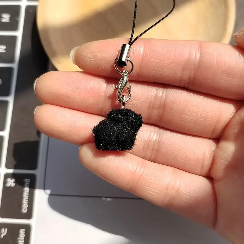 Resin Flocking Cute Mini Pig Keychains For Friend Gift Fluffy Lovely Boar Animal Pet Pendant Bag Earphone Case Phone Lanyard