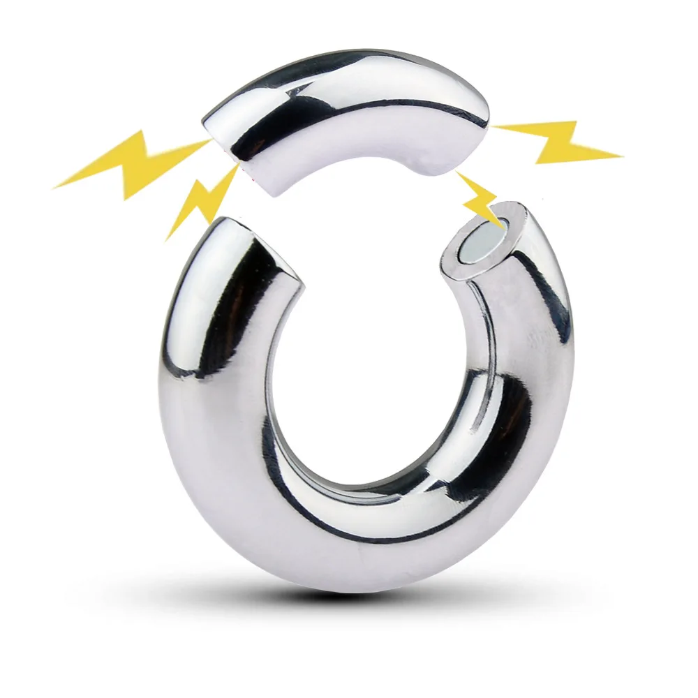 Metal Penis Ring Magnetic Ball Stretcher Stainless Steel Silver Cock Ring Weighted Exercise Scrotum Pendant Bondage Sex Toys Men view 2