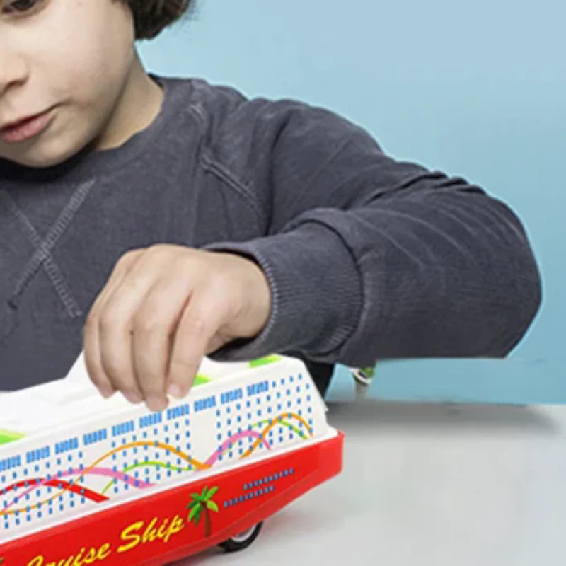 1PCS Cruise Boat Ship Model Collection Pull Back Sliding Steamship Gliding Toy Gift For Kids Children Game Novelty Gag Toys