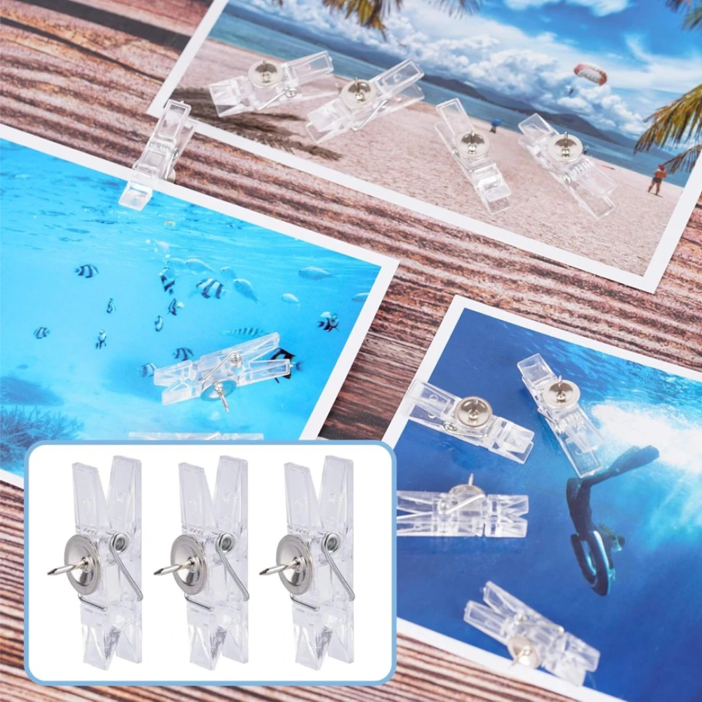 

20Pcs Reusable Push Pin Clips Photo Clips Plastic Tacks Thumbtacks Office Paper Clips for Cork Boards Wall Artworks Notes Photos