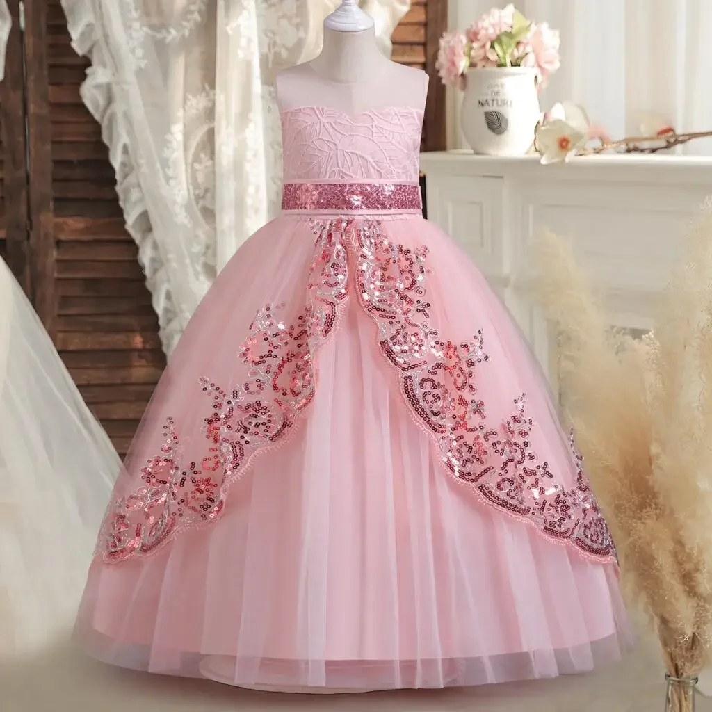 Elegant Flower Girl Bridesmaid Dresses for Weddings Formal Evening Gown Girls Graduation Banquet Party Dresses 4 6 8 10 12 Years