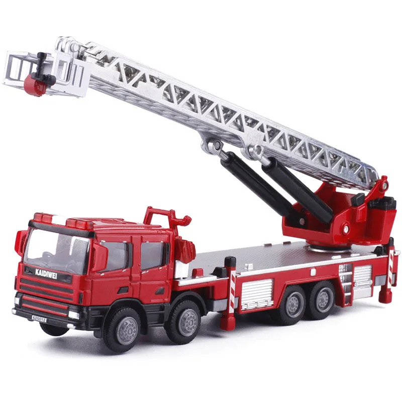 1:50 KDW Alloy Diecast Engineering Ladder Fire Lift Simulation Truck Model Collection Ornaments Christmas Gifts Children's Toys