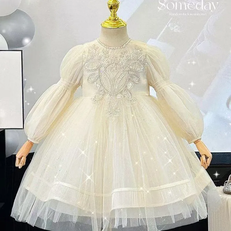 

Осенне-зимнее платье для девочек, вечерние платья с длинными рукавами для дня рождения, кружевное платье принцессы, детская одежда, детская одежда для детей 3–9 лет