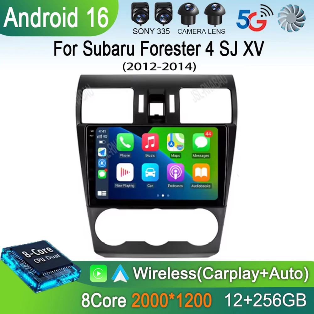 Car Radio Android 16 For Subaru Forester 4 SJ XV 2012-2014 4G Multimedia Video Player Navigation GPS Carplay 360 Camera