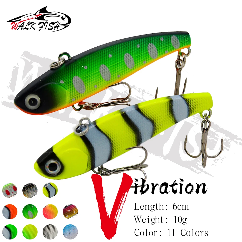 WALK FISH 1PCS 60mm10g Winter VIB Eis Angeln Köder Vibration Hecht Tackle Sinking Icsa Hohe Qualität Künstliche harte Köder Forelle