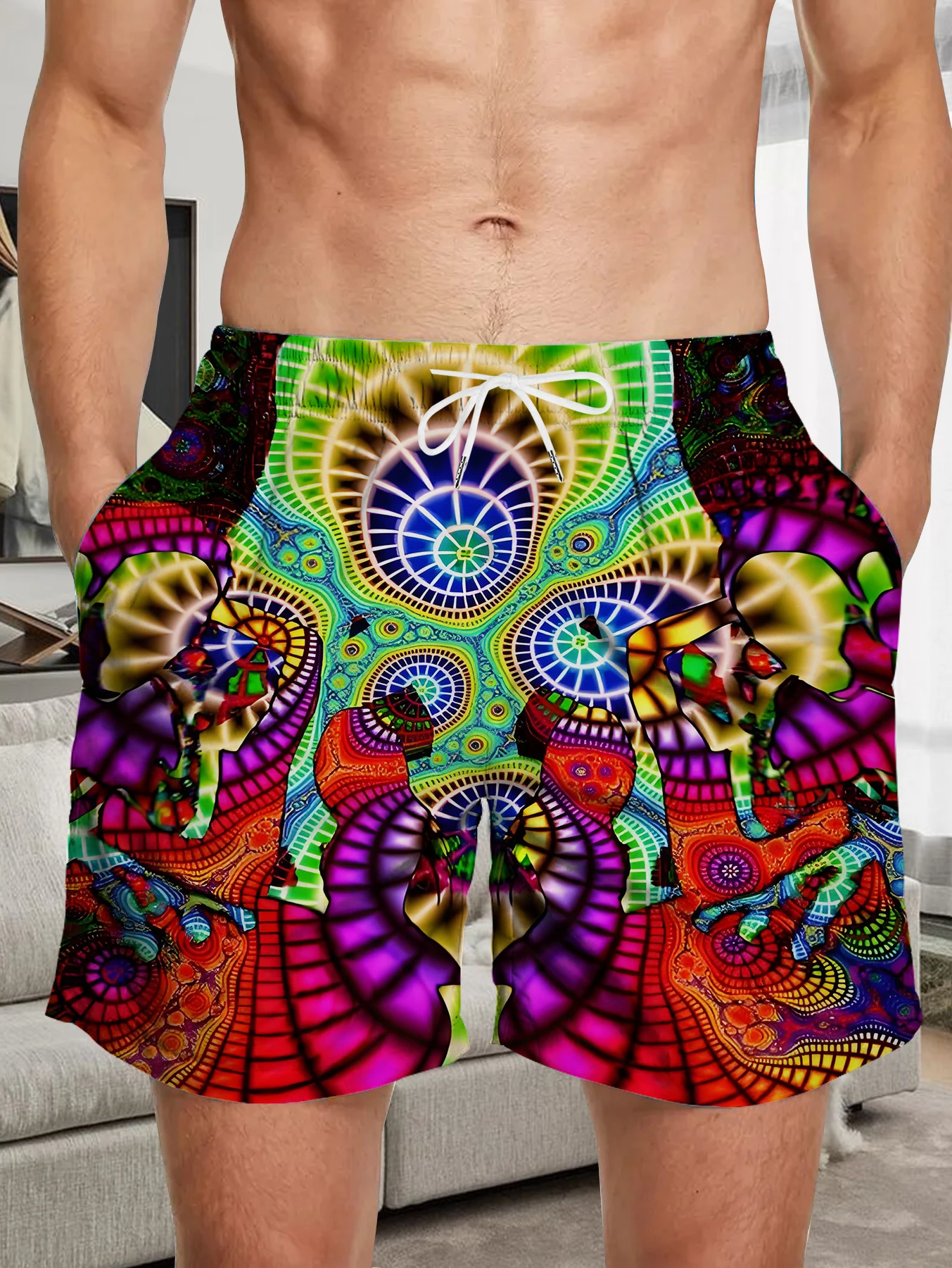 

Allover Digital Printing Board Shorts Men Quick Dry Polyester Casual Daily Shorts