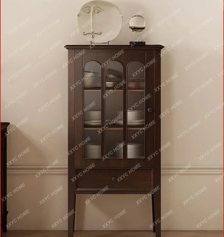 A  Per Il Soggiorno American French Retro All-solid Wood Small Vertical Cabinet TV Corner Modern Simple Cream Style Lock