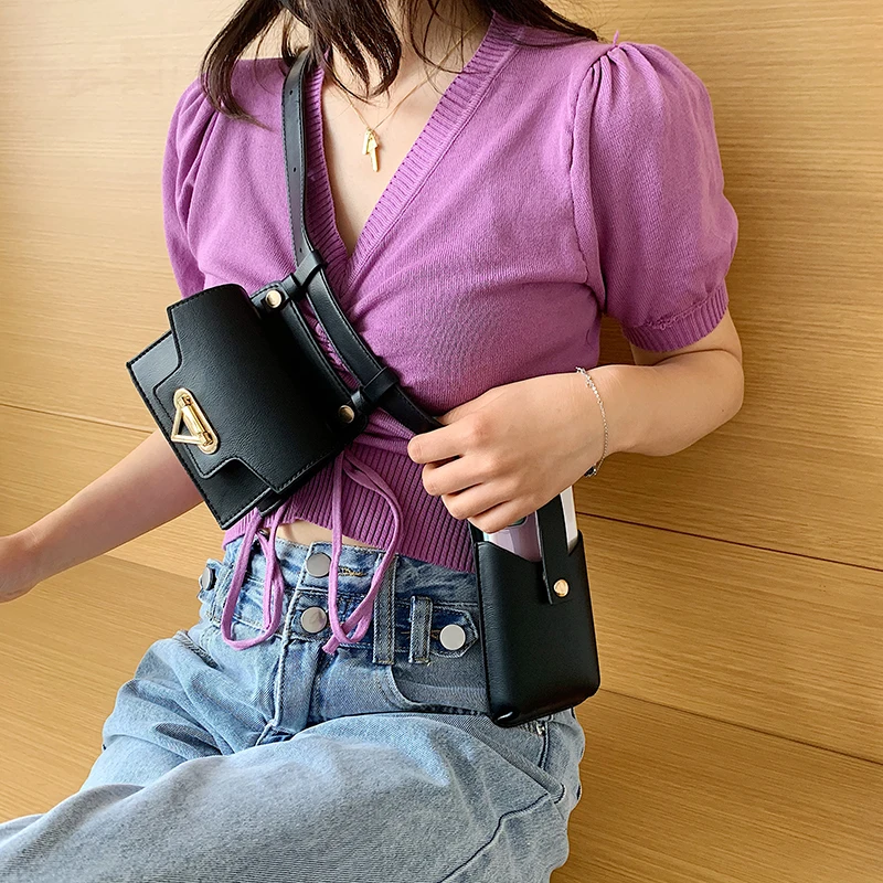 2023 neue 2Pcs Taille Taschen für Frauen Hohe Qualität PU Brust Tasche Designer Bodypack Nette Taille Pack Luxus Geldbörse umhängetasche – Detail 4