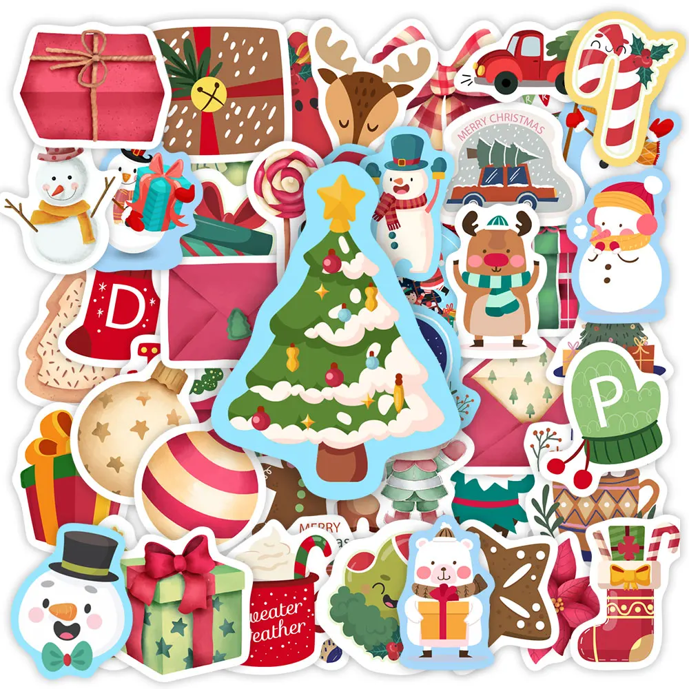 

Christmas Stickers Cartoon Cute DIY Scrapbooking Decoration Decals Seal Stickers for Laptop Children PVC Waterproof Funny Toys