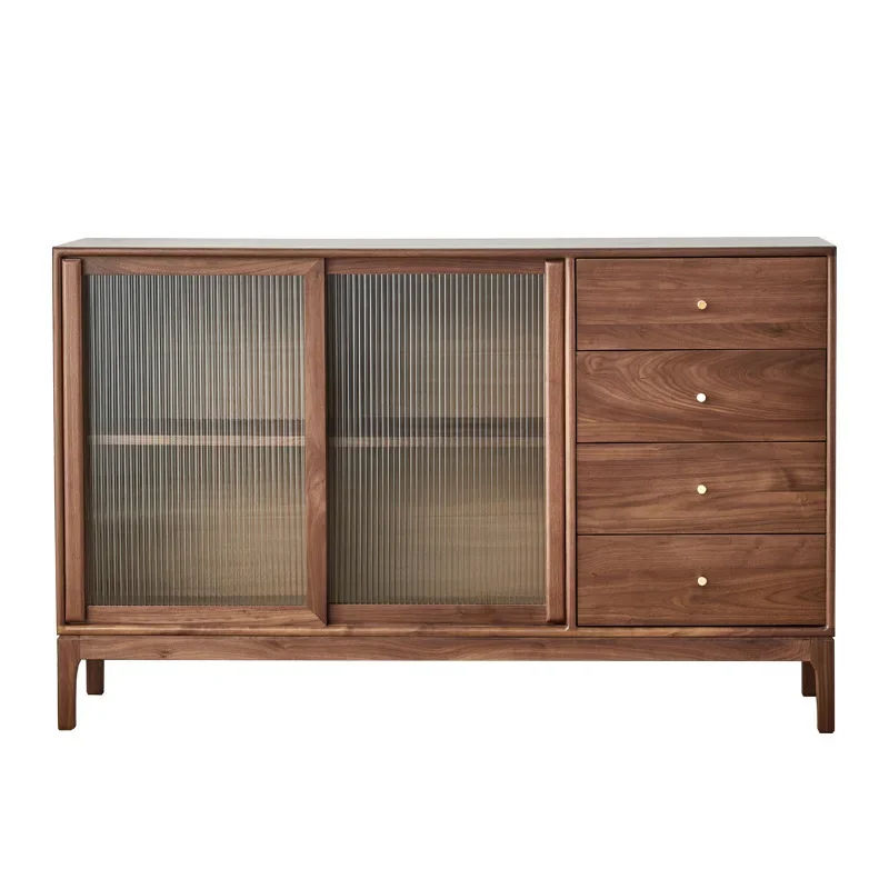 

Nordic light luxury dining side cabinet North American black walnut locker Modern simple tea cabinet All solid wood household