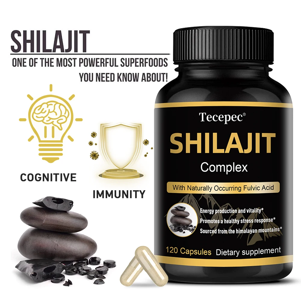 Shilajit Complex Capsules - Rich in Natural Fulvic Acid, Ginseng Extract for Energy, Immunity, Anti-Aging, Mineral Supplement