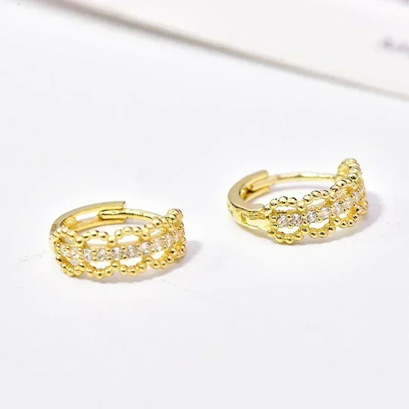 2026 Dainty Hoop Earrings for Girls with Dazzling Cubic Zirconia Gold Color Temperament Accessories  Women Fashion Jewelry