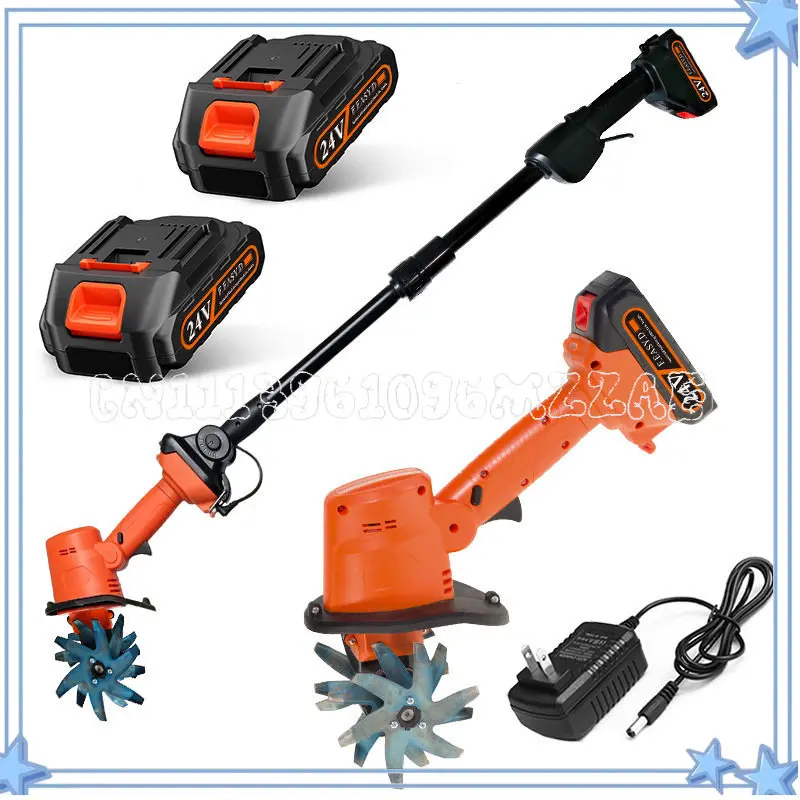 Small Micro Tiller Lithium Battery Scarifier Household Electric Hoe Garden Bonsai Weeding Handheld Rotary Tiller