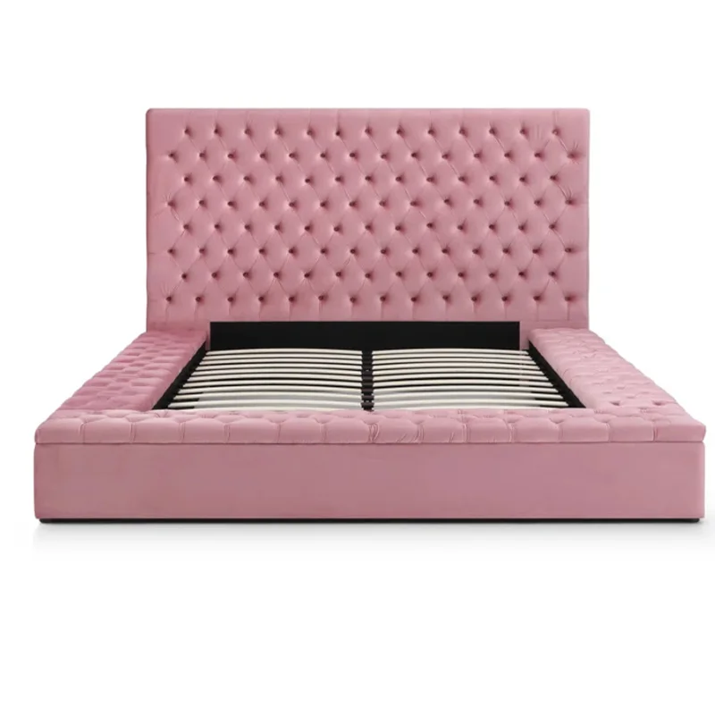 # Modern Royal king Size Bed pink Bed Frame Queen Japanese Bed Frame Wood king Frame with Storage for Sale