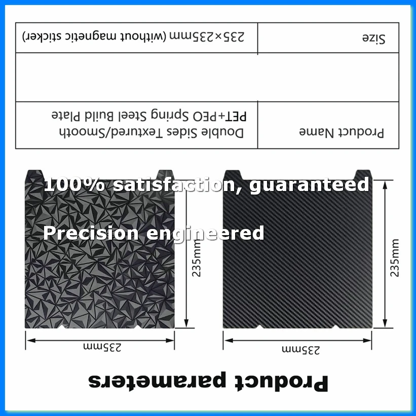H1H 3D Printer Platform K1 K1C Sheet 235x235mm,Smooth H1H Build Plate Spring Steel Print Bed,D-A07G
