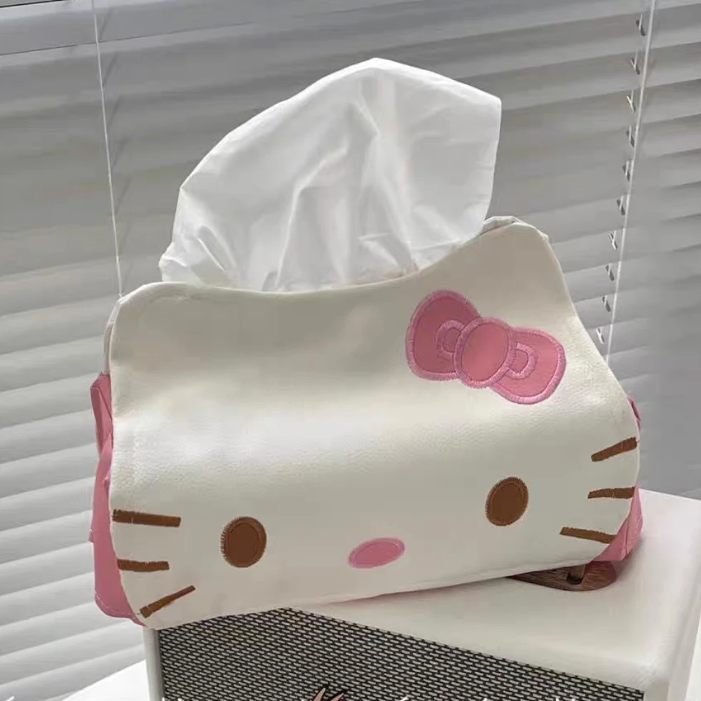 

Kawaii Sanrio Hello Kitty Pu Leather Tissue Box Cartoon Kt Cat Foldable Home Napkin Box Car Tissue Storage Boxes Gifts For Girls