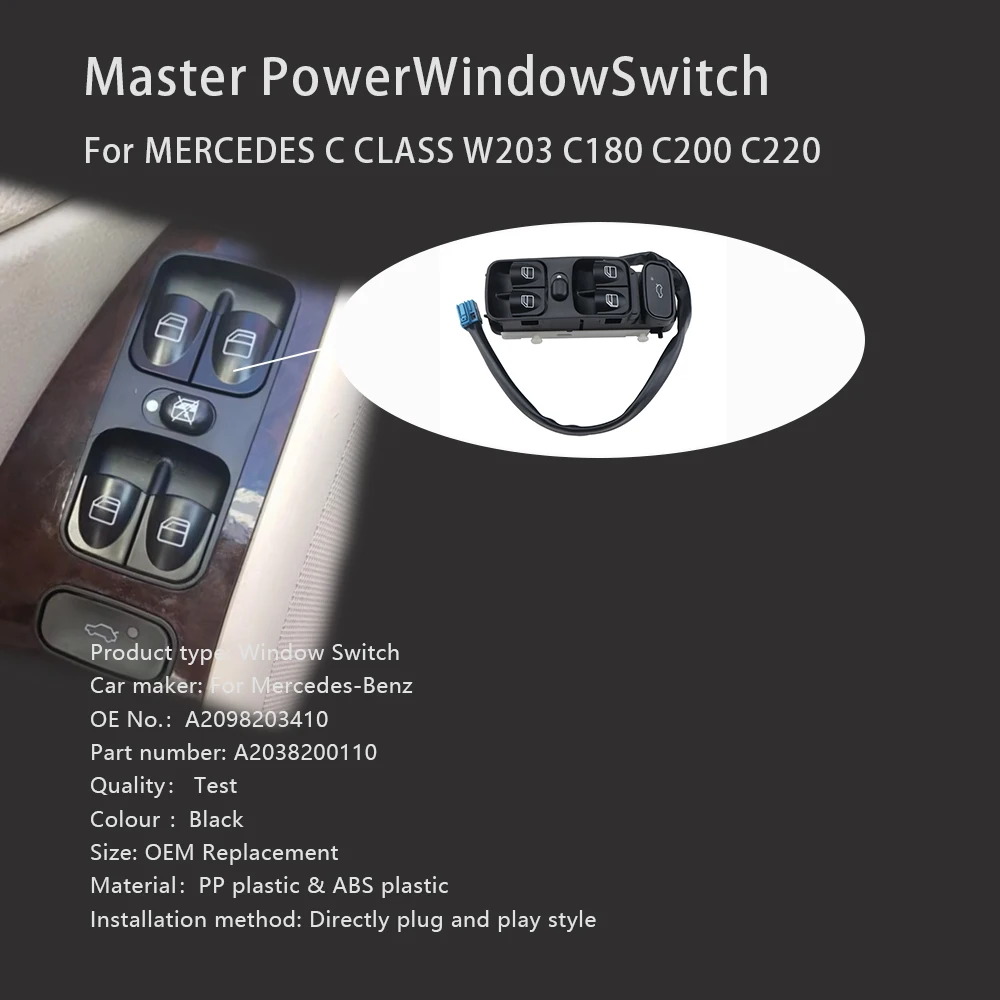 A2098203410 2098 203 410 Power Control Fenster Schalter Taste Für MERCEDES CLK W208 W209 CLK 200 CLK 240 CLK 280 CLK 300 CLK 350 CLK 500 – Detail 7