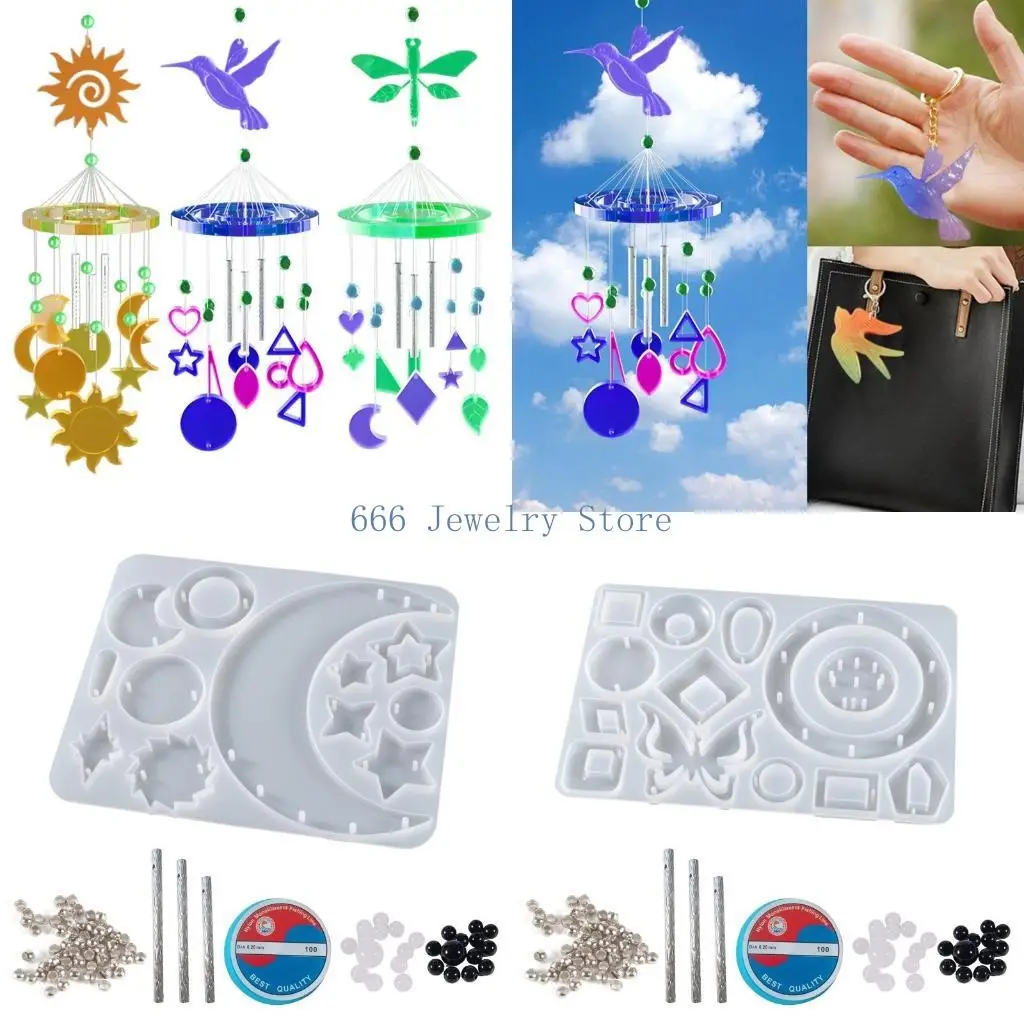 

F2TD кристальная эпоксидная форма для бабочки для солнца, стрекозы, луны, подвески в виде перезвона ветра, кремний