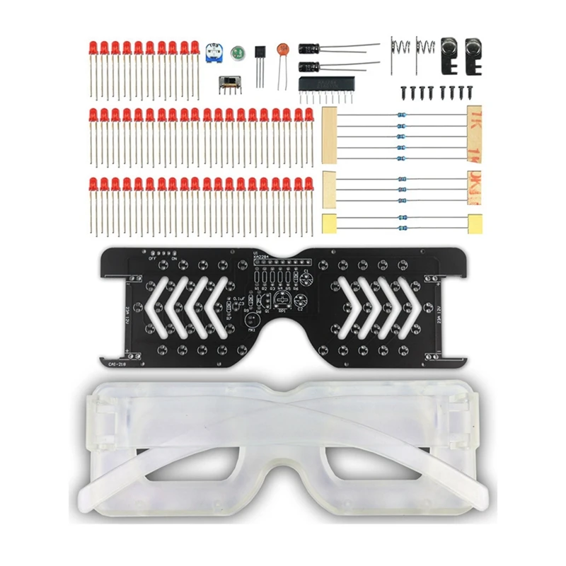 Light Up Glasses Soldering Practice Kit Sound Activated LED Eyeglasses DIY Electronics Kit For Learning Project