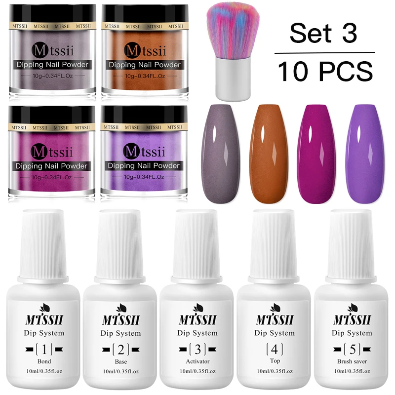 Mtssii 10 sztuk 12 sztuk 16 sztuk Glitter Dip proszek do paznokci błyszczący zestaw do zanurzania paznokci zestaw naturalny suchy zanurzenie proszek do paznokci zestaw do Manicure