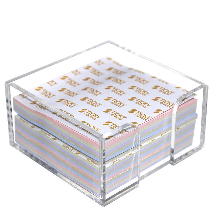 Acrylic Sticky Note Holder, 3 x 3 Crystal Clear Acrylic Notepad Holder Acrylic Sticky Note Dispenser for Office Desk Organizer