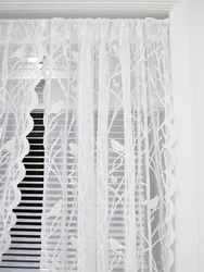 Cream Birds Sheer Lace Curtains Set for Living Room/French Door, Airy Country Off White Lace Window Curtains