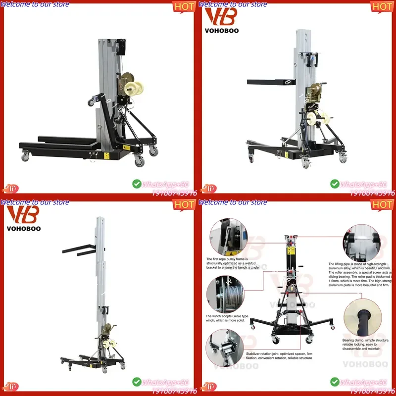 CE Certificate Aluminum Alloy Material Lift Hand Winch Forklift Mini Lifter Light Crane Indoor for Sale