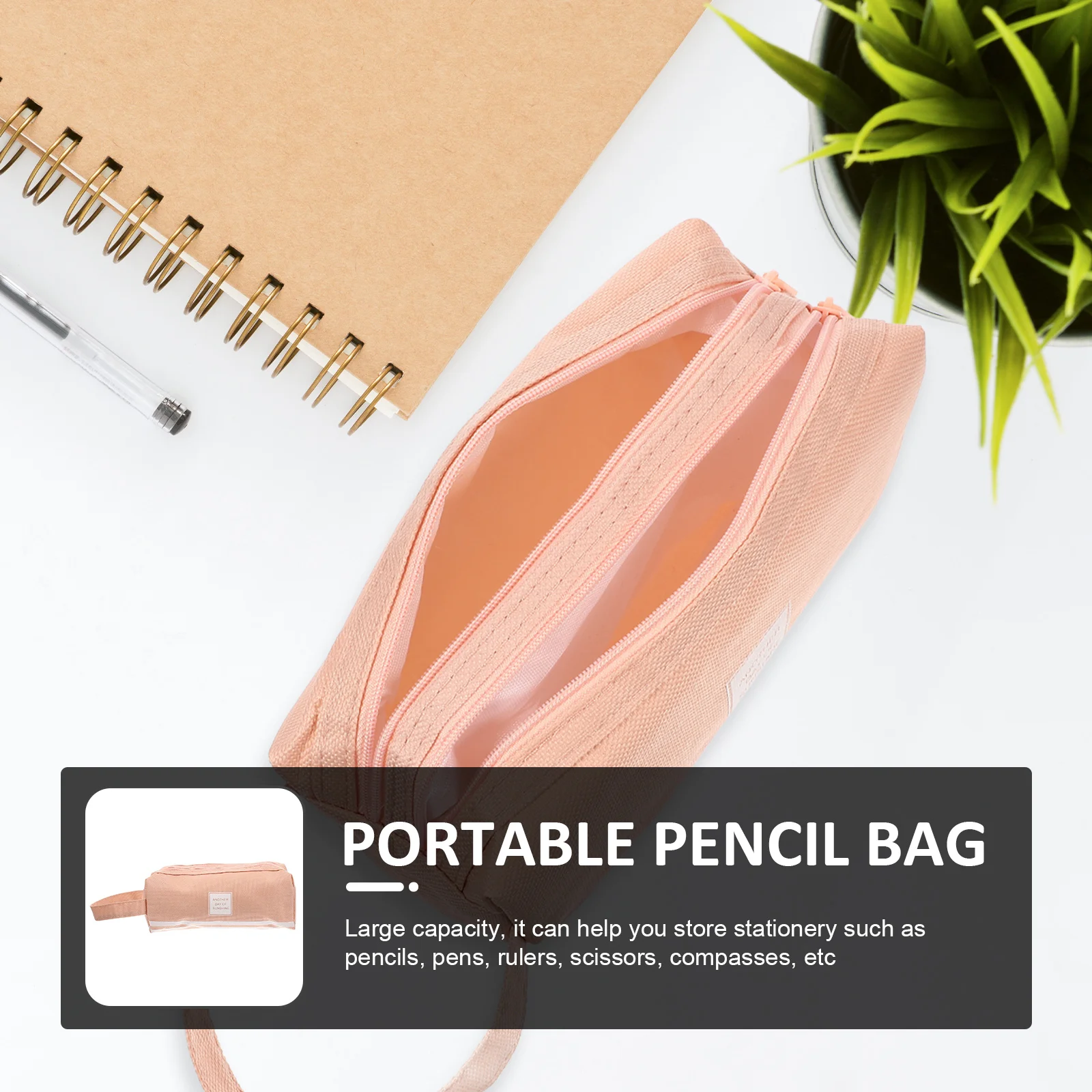 

Pencil Case Double-layer Bag Zipper Storage Stationery Pouch for School Pink Large Capacity
