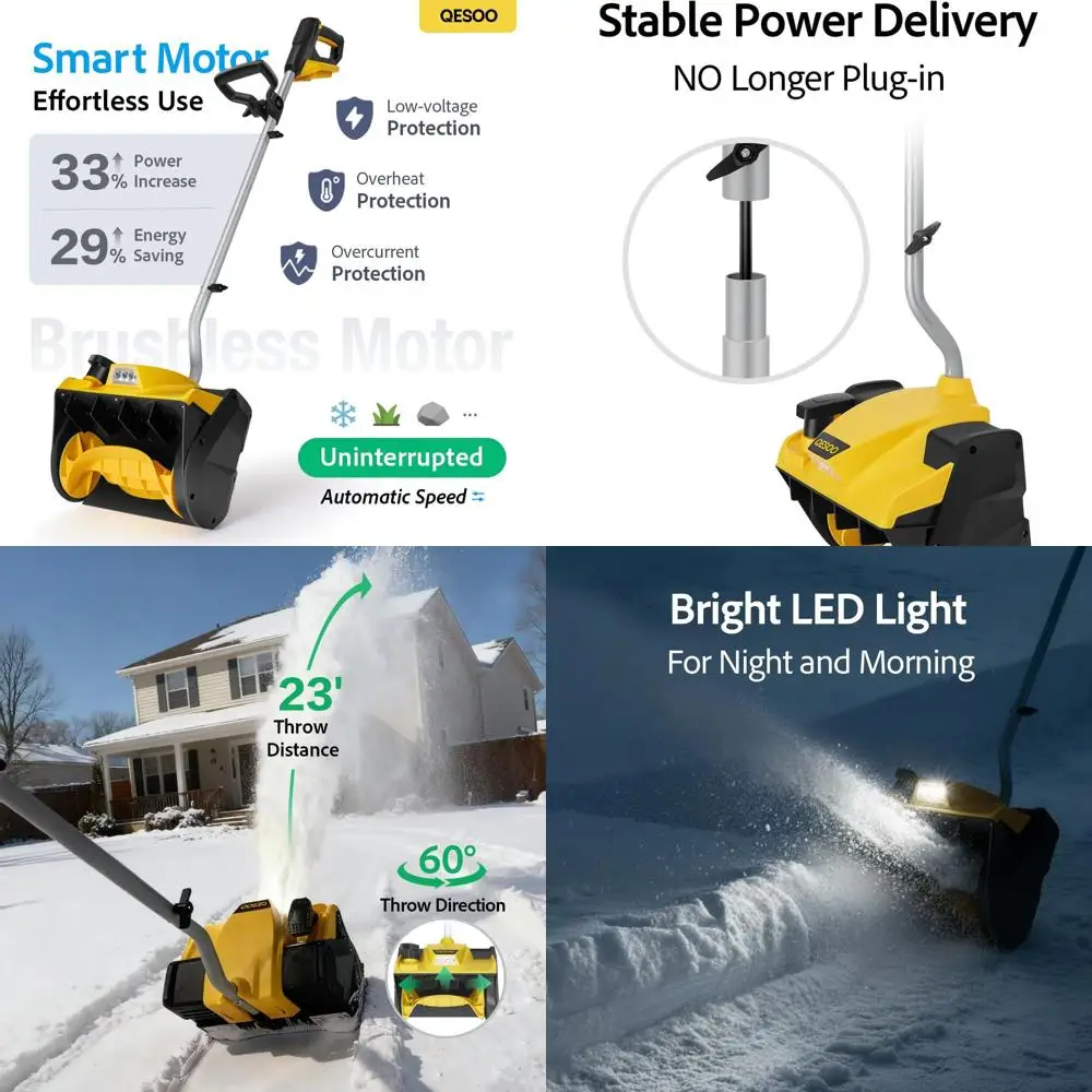 

Cordless 12 Snow Blower with 20V Max Battery, LED Light, Adjustable Direction for Driveway and Walkway Snow Removal