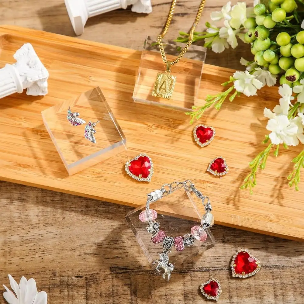 Solid Jewelry Display Riser Stands Polished K9 Crystal Collection Show Holder Transparent Stereoscopic