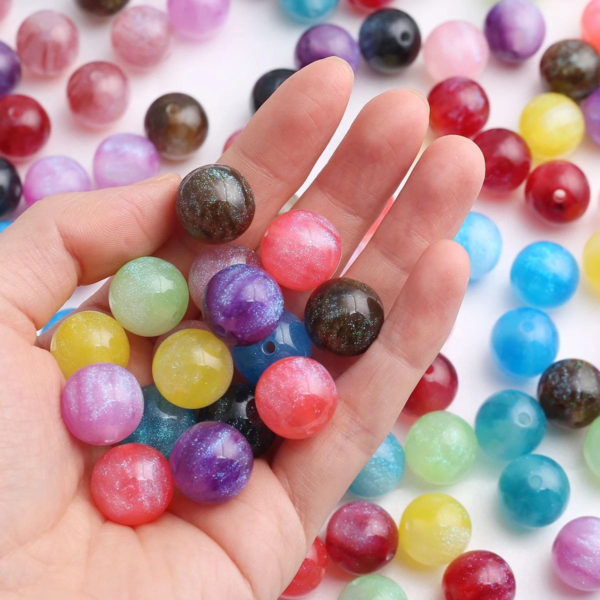 8 Stück/16 Stück Leuchtende Funkelnde 20mm Runde Perlen Lose Abstandhalter Acrylperlen für DIY Armband Perlen Halskette Schmuckzubehör