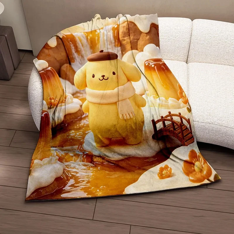 Light Flannel Warm Blanket, 3D Printed Sweet Pompompurin Balloon Art, Soft Throw For Bed Sofa, Nice Gift For Young Girls