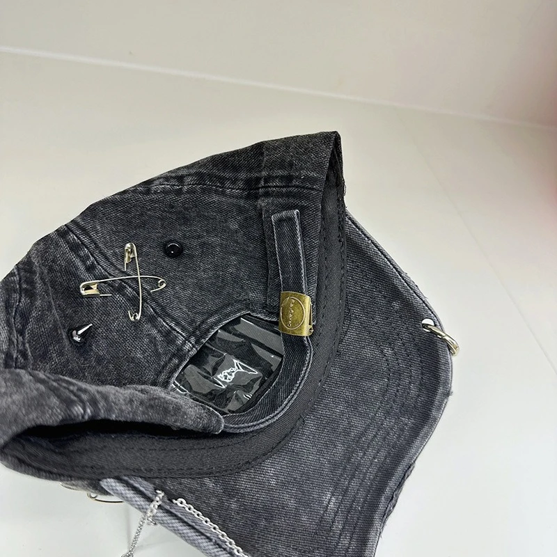 Y2K Vintage Punk Chain Rivet Design Baseballkappe Four Seasons Trend Streetwear Personalisierte Hip-Hop-Hüte für Männer und Frauen – Detail 3