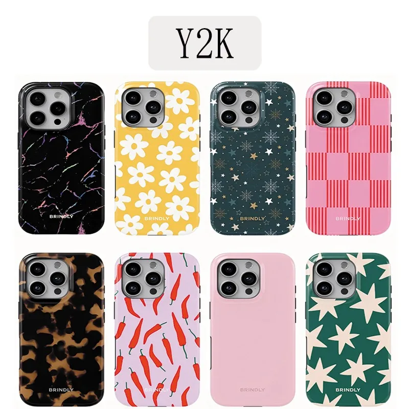 Handyhülle für iPhone 17 16 15 14 13 12 11 X XR XSMAX 7 8 Air Pro Max Plus Luxuriöse Doppelschicht-Rückabdeckung Luxus Y2K-Stil Chili