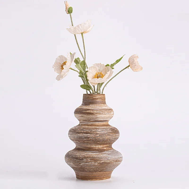 Ceramic Vase Crude Pottery Geometric Graffiti Floral Arrangement Accessories Flower Vase Home Decoration Accessories