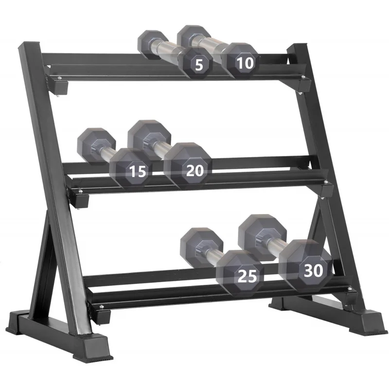 

AQDumbbell 3 Tier Solid Steel Holder 1000lbs Capacity Quick Assembly Dumbbell Weight Storage Rack For Home Gym,