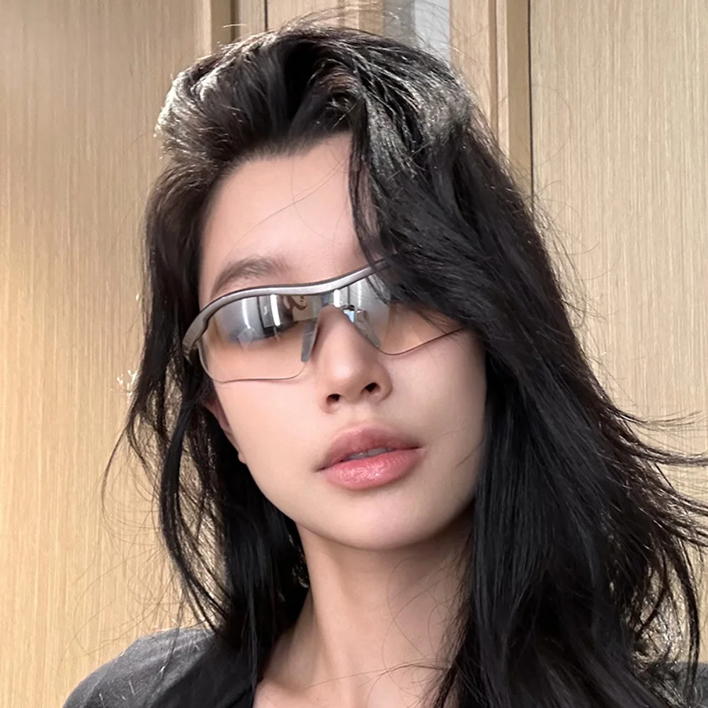 نظارات شمسية جديدة مقاومة للرياح بنصف إطار للرجال والنساء نظارات شمسية رياضية خارجية