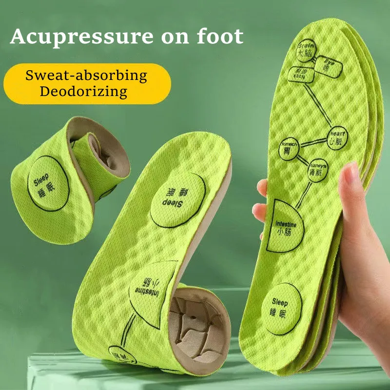 

Foot Acupressure Insole Men Women Soft Breathable Sports Cushion Inserts Sweat-absorbing Comfortable Running Deodorant Shoe Pads