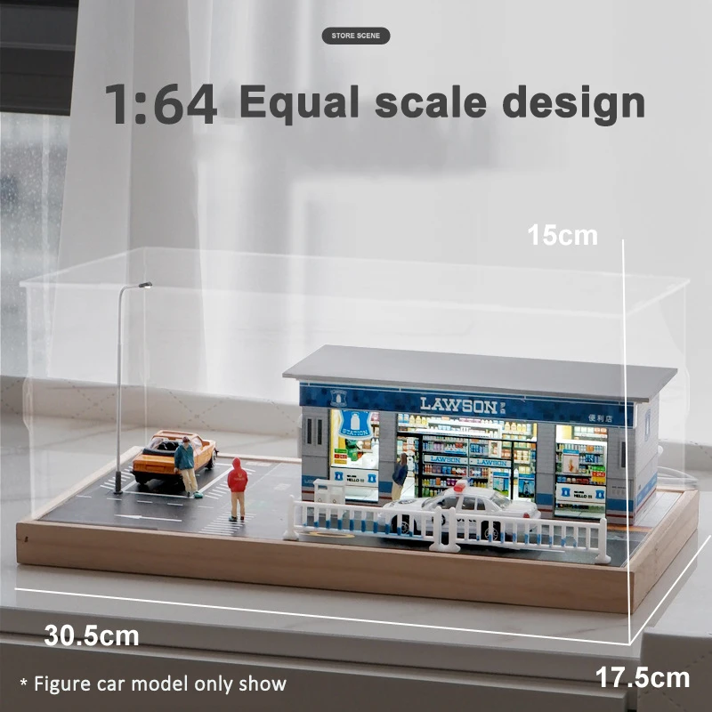 1/64 Convenience Store Model Scene with Lights and Basketball Court Miniature Scene without Lights Scene Decoration Collect Gift