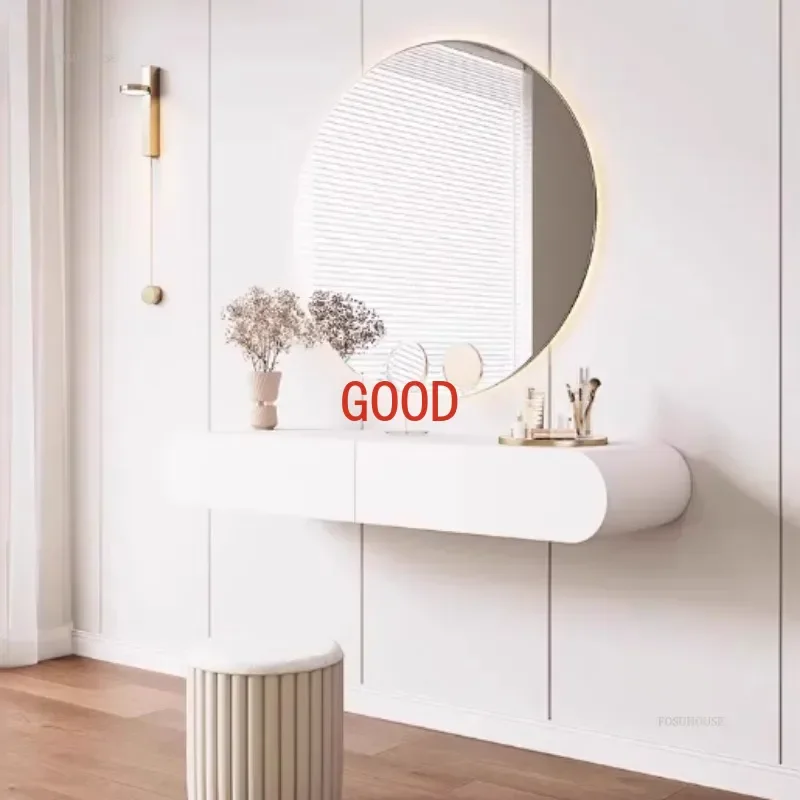 Cream suspended dressing table modern minimalist bedroom dressing table wall mounted dressing table mirror combination k