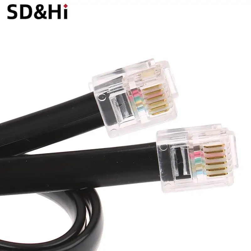 0.5-5m RJ11 RJ12 6P6C Data Cable, Male to Male Modular Data Cord Straight Wiring Pinout Telephone Handset Voice Extension Cable