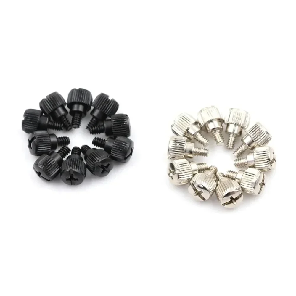 جيد 10 قطعة 14x9 مللي متر حالة الكمبيوتر الإبهام مسامير أسود/النيكل يدويا تشديد المقبس رئيس أداة جديد