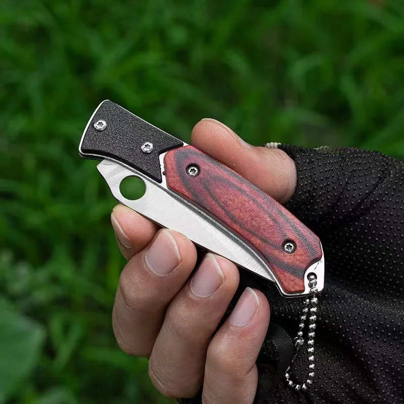 1Pc Portable folding knife Multi-functional high-hardness sharp knife Portable keychain stainless steel mini paring knife