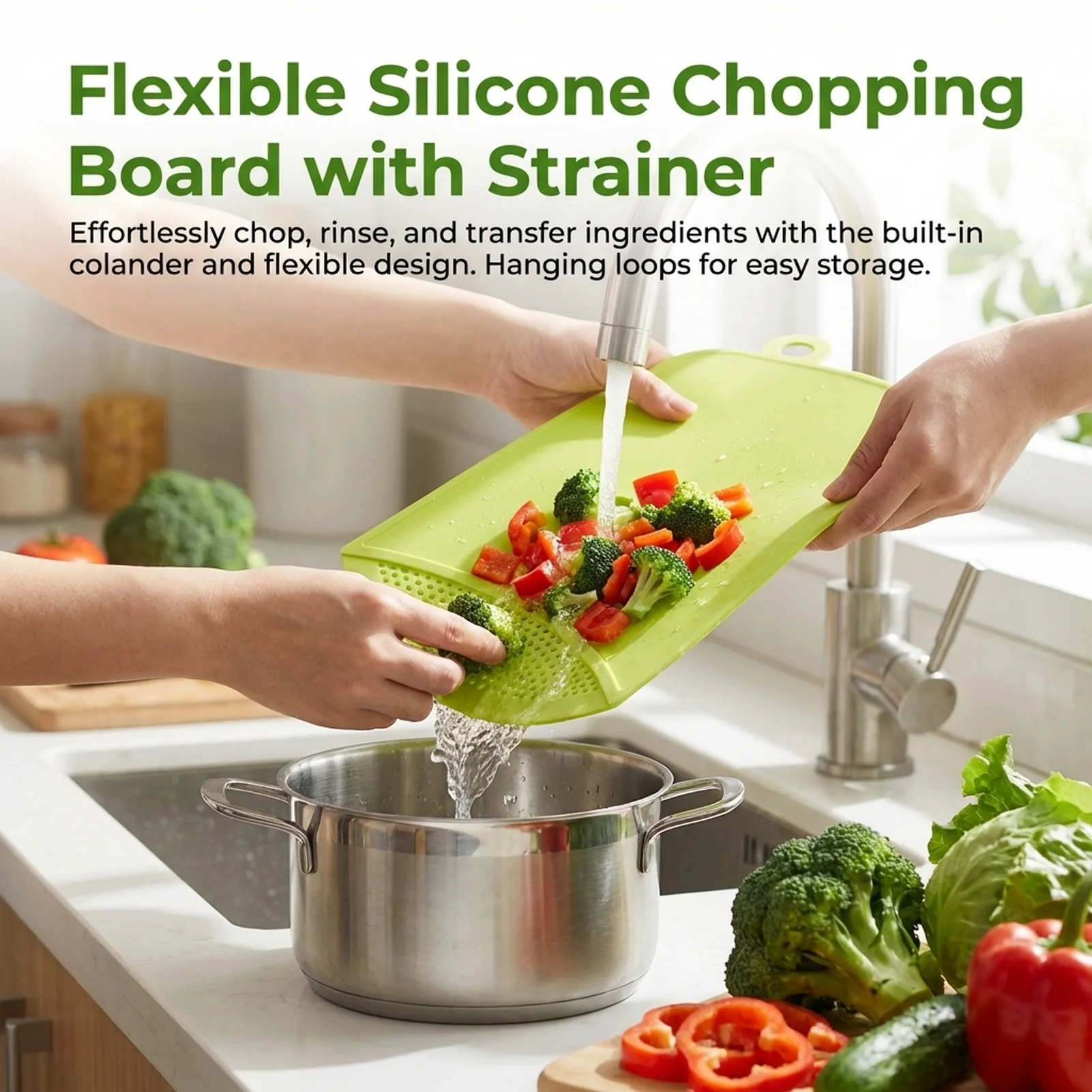 Plastic Cutting Board With Drain Function Foldable Space Saving Food Preparation And Cutting Tools Multipurpose For Kitchen Use