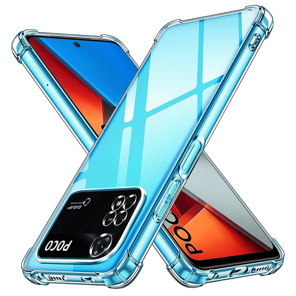 

For Xiaomi POCO X4 Pro X5 F4 C40 C31 C50 C55 M5S M4 X3 NFC M3 F2 GT F3 F1 Transparent Shockproof Crystal Silicone Back Cover