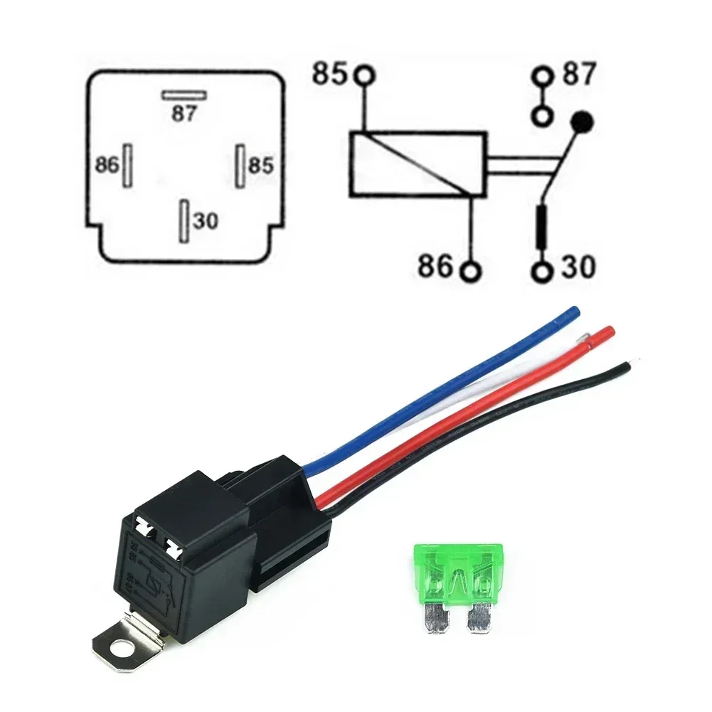 

1Set 4-Pin Cars Relay 12V DC With Sockets Base Wires Fuses Automobiles Controling Devices With Lines Car Auto Accessories