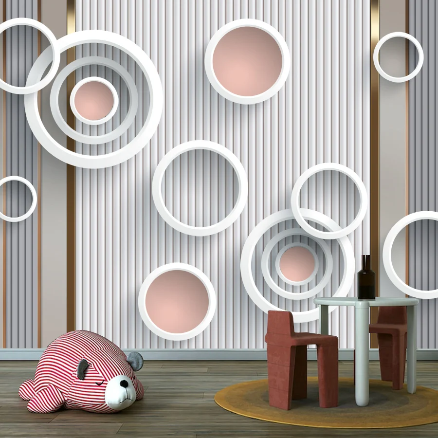 

Peel and Stick Easy to Apply Wallpaper for Living Room Wall Papers Home Decor Renovation Circle Column Geometry Background Mural