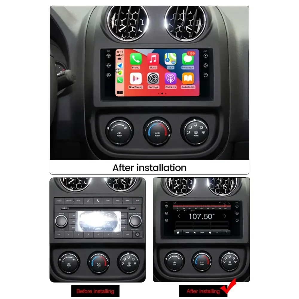 Car Multimedia Radio Player Accsesories Android 14 for Jeep Cherokee Compass Commander Wrangler 300C 2009 - 2011 GPS Navigation