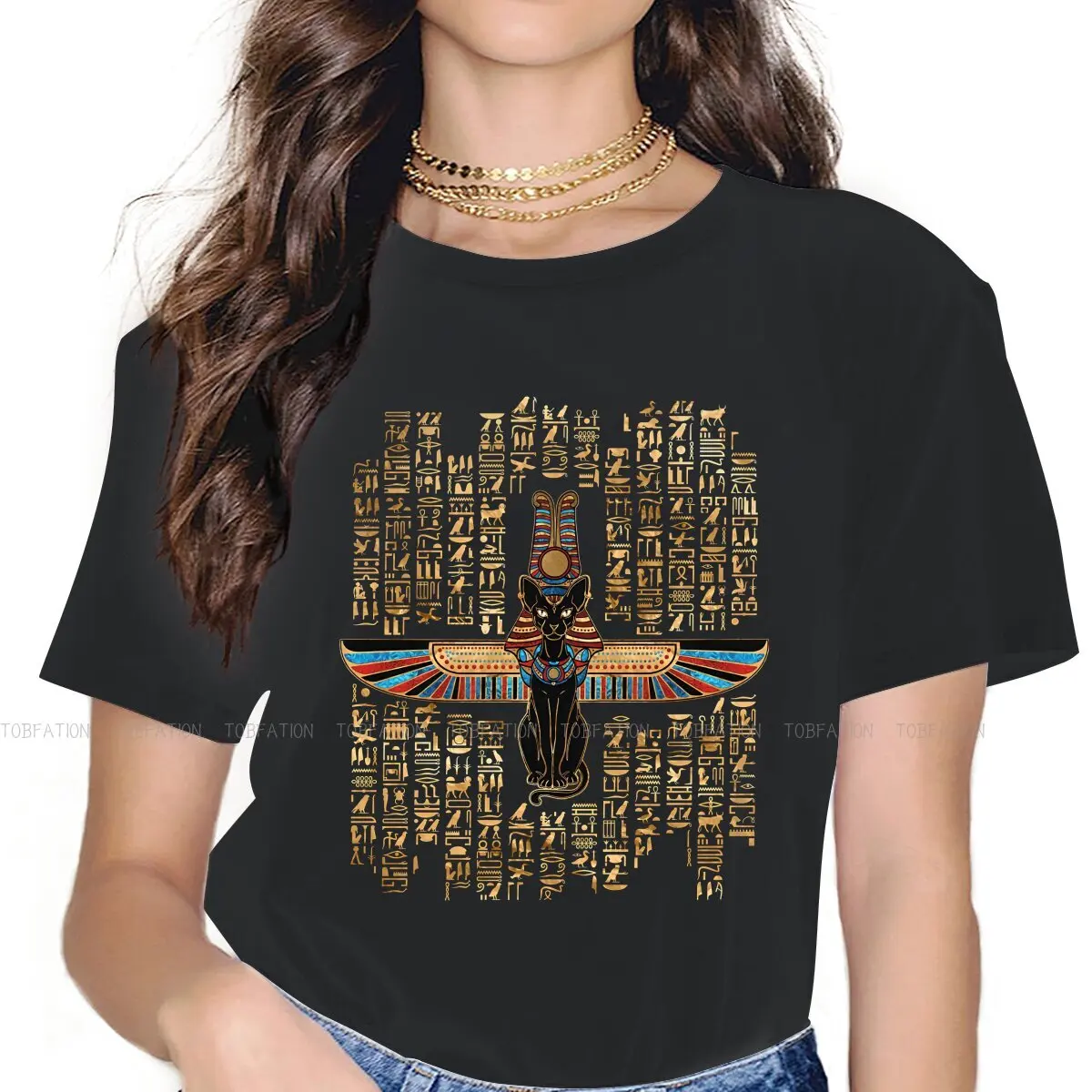 Classic Women Shirts Ancient Egypt Egyptian Korean StyleT-shirt Kawaii 100% Cotton Female Blusas