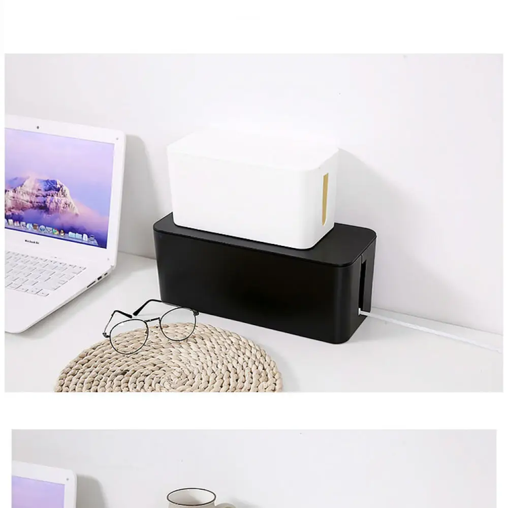 Cable Organizer Box Desk Wire Management Container Power Strip Storage Case Socket Protector Outlet Hider Tray